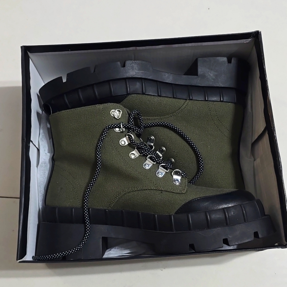 Green Canvas Combat Boot